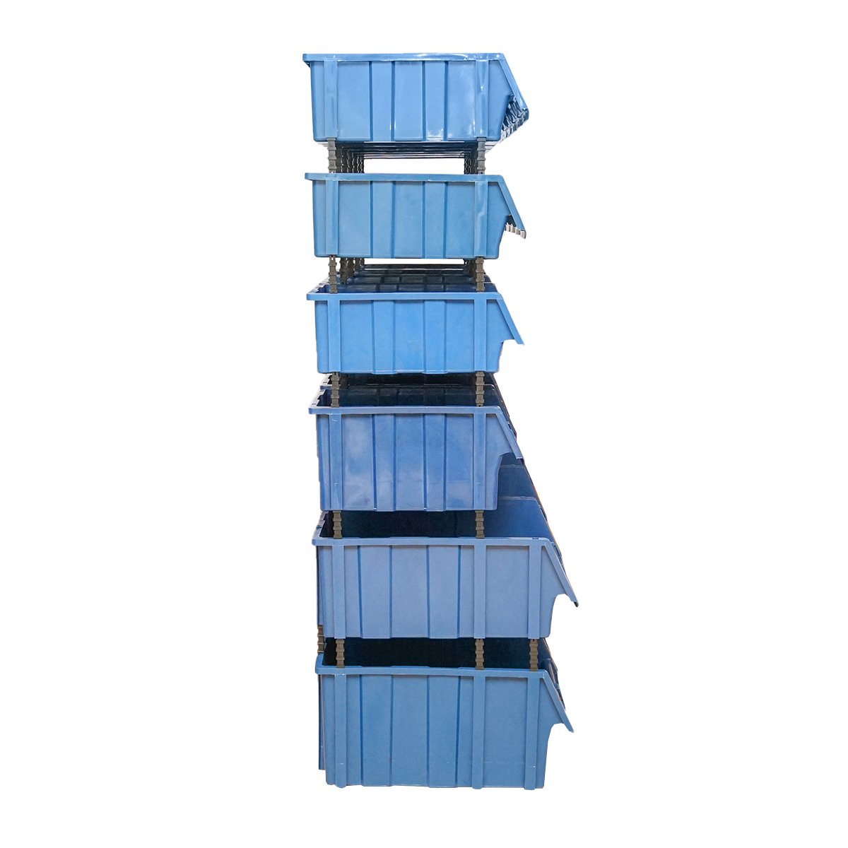 Stand cu 26 cutii pentru depozitare / organizare, cutie din plastic albastra,1020x510x1350mm